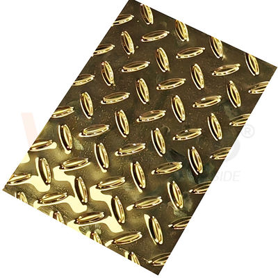 Quality  Rice Grain Diamond Embossed Stainless Steel Sheet Anti Skid Plate With Titanium Gold Color Factory