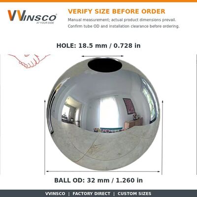 Quality  Polished Stainless Steel Double-Hole Decorative Ball with Customizable Hole Diameter in 201/304/316 Grades Factory