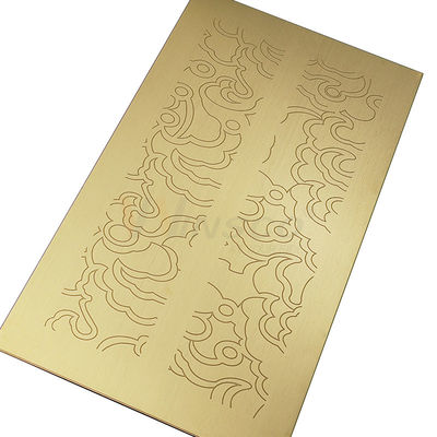Hairline Stainless Steel 304 Mirror Finish Titanium Gold Etched Plate