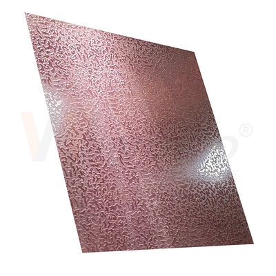 1500mmx300mm Decorative Stainless Steel Sheet Rose Red Stone Pattern Etched Finished