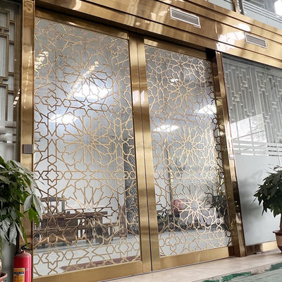 PVD Color Stainless Steel Screen Partition Living Room Divider With Tempered Glass