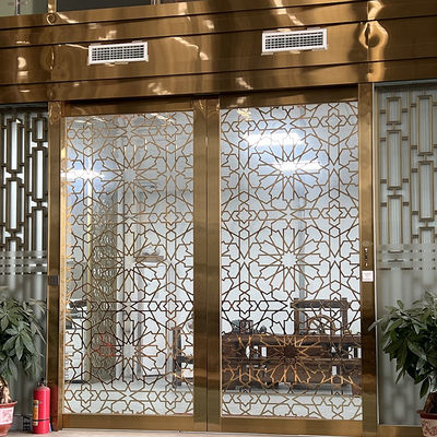 PVD Color Stainless Steel Screen Partition Living Room Divider With Tempered Glass