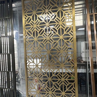 Titanium Gold Chinese Lattice Stainless Steel Room Divider Partition 201 304 316