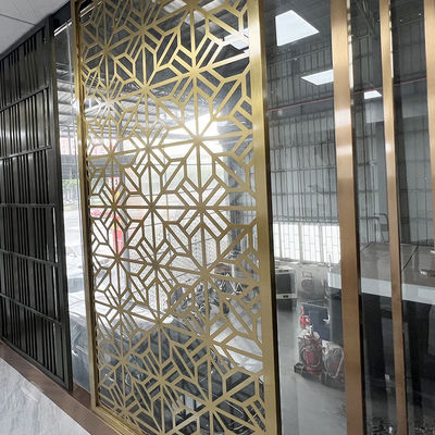 Titanium Gold Chinese Lattice Stainless Steel Room Divider Partition 201 304 316