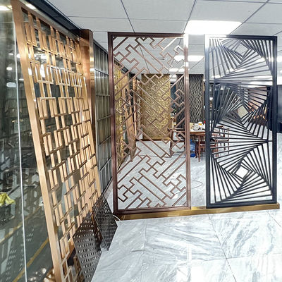 Titanium Golde Brushed Dining Room Screen Wall Stainless Steel Art Panels 1250mm
