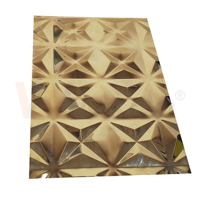Ornamental 5x10 Titanium Gold Mirror Embossed Finished Stainless Steel Sheet
