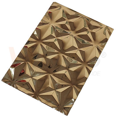 Ornamental 5x10 Titanium Gold Mirror Embossed Finished Stainless Steel Sheet