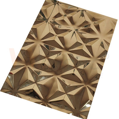 Ornamental 5x10 Titanium Gold Mirror Embossed Finished Stainless Steel Sheet