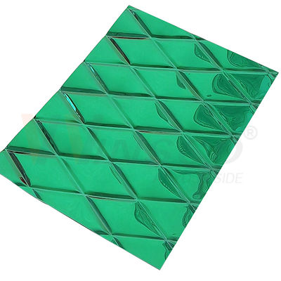 1mm Embossed Stainless Steel Sheet Jade Green PVD Coating Small Rhombus Shape