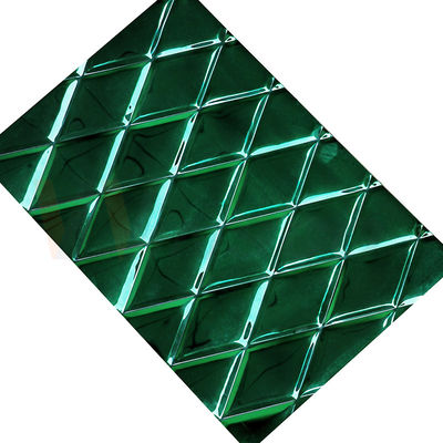 1mm Embossed Stainless Steel Sheet Jade Green PVD Coating Small Rhombus Shape