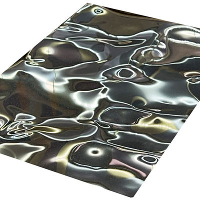 Black Titanium Mirror Water Ripple Embossed Stainless Steel Sheet Large Size for Luxury Decoration
