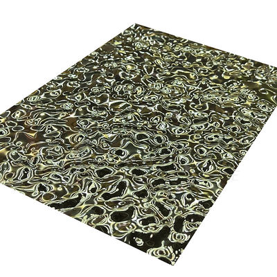 Middle Size Embossed Stainless Steel Sheet Water Ripple 8K Titanium Gold Mirrored