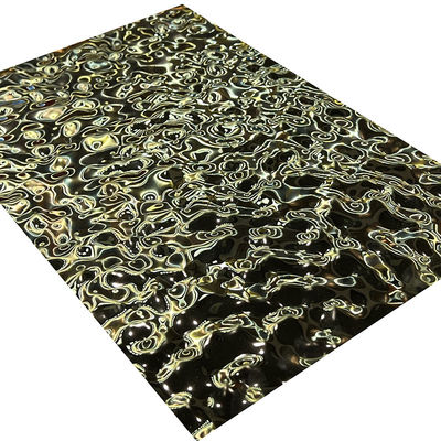 Middle Size Embossed Stainless Steel Sheet Water Ripple 8K Titanium Gold Mirrored