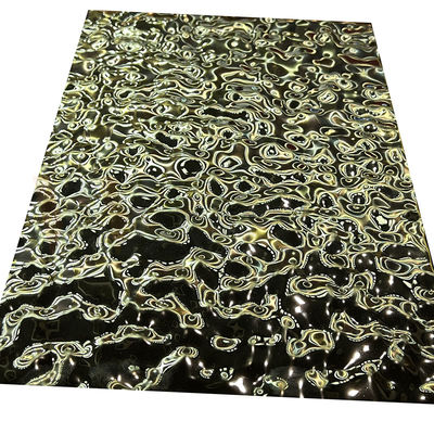Middle Size Embossed Stainless Steel Sheet Water Ripple 8K Titanium Gold Mirrored