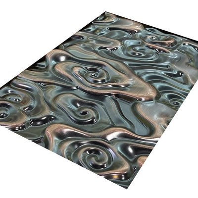 SS 201 304 316 Embossed Stainless Steel Sheet Large Size Water Ripple Bronze Color Mirror