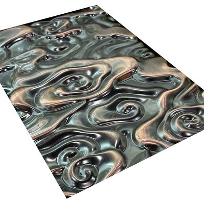 SS 201 304 316 Embossed Stainless Steel Sheet Large Size Water Ripple Bronze Color Mirror
