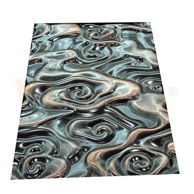 SS 201 304 316 Embossed Stainless Steel Sheet Large Size Water Ripple Bronze Color Mirror