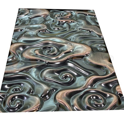 SS 201 304 316 Embossed Stainless Steel Sheet Large Size Water Ripple Bronze Color Mirror