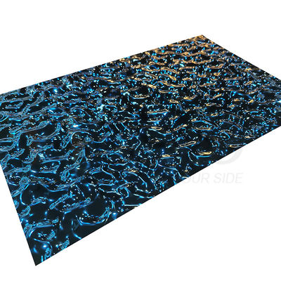 Sapphire Blue Color Embossed Stainless Steel Decorative Sheet With Water Ripple Surface