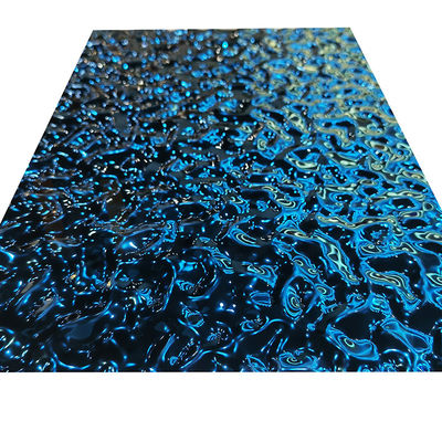 Sapphire Blue Color Embossed Stainless Steel Decorative Sheet With Water Ripple Surface