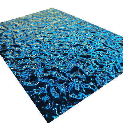 Sapphire Blue Color Embossed Stainless Steel Decorative Sheet With Water Ripple Surface