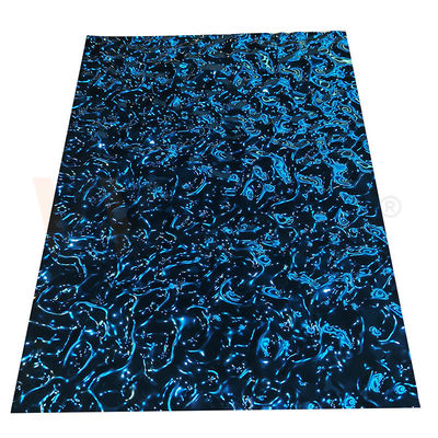 Sapphire Blue Color Embossed Stainless Steel Decorative Sheet With Water Ripple Surface