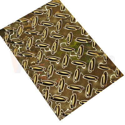 Rice Grain Diamond Embossed Stainless Steel Sheet Anti Skid Plate With Titanium Gold Color