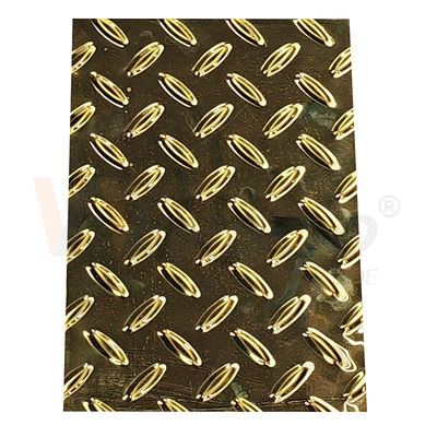 Rice Grain Diamond Embossed Stainless Steel Sheet Anti Skid Plate With Titanium Gold Color