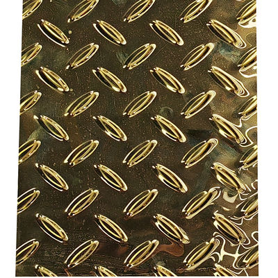 Rice Grain Diamond Embossed Stainless Steel Sheet Anti Skid Plate With Titanium Gold Color