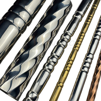 SUS201 304 316 Inox Pattern Embossed Stainless Steel Decorative Tube 0.5-1.5mm Various Shapes Threaded Pipe For Stair Handrail