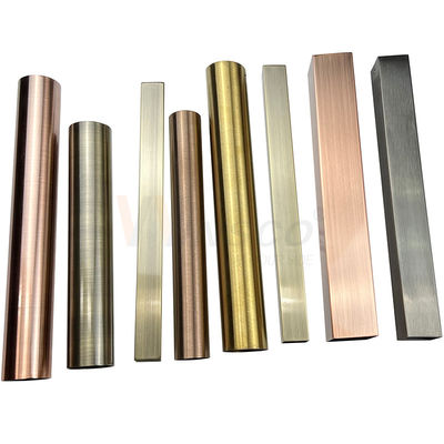 Inox Decorative 0.3mm Stainless Steel Welded Pipe Tube 201 304 316 Grade Hairline Mirror Vacuum Plated Pvd Color