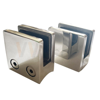 45 × 45 × 25mm Stainless Steel Glass Clamp for 8mm Glass Panels with SS304/SS316 Options for Round or Square Railing Posts