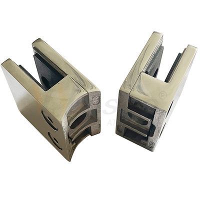 SS 304 316 Satin Mirror Flat Round Bottom Handrail Fittings 45mmx45mmx25mm Square Stainless Steel Glass Clamp