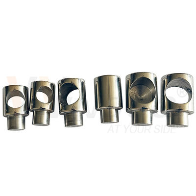 SUS304 SUS316 Mirror Satin Stainless Steel Cross Bar Holder with Blind Passant Hole for Handrail and Balustrade Fittings