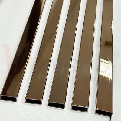 SUS 304 8K Mirror Surface PVD Color Inox Rectangular Tube 30mmx10mm Size 1.2mm 1.5mm Thick Stainless Steel Bathroom Pipe