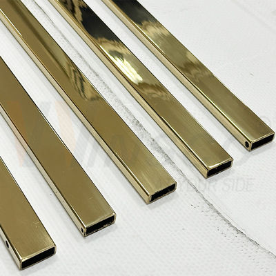 SUS 304 8K Mirror Surface PVD Color Inox Rectangular Tube 30mmx10mm Size 1.2mm 1.5mm Thick Stainless Steel Bathroom Pipe