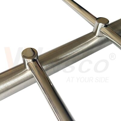 SUS304 SUS316 Mirror Satin Stainless Steel Cross Bar Holder with Blind Passant Hole for Handrail and Balustrade Fittings