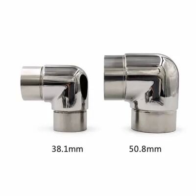 SS201, SS304 & SS316 Stainless Steel 90° Short Handrail Elbow for 25.4–50.8mm Round Tubes