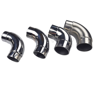 Custom Surface Finish 201/304/316 Grade Stainless Steel Elbow Handrail Tube Connector in Metric and Inch Sizes