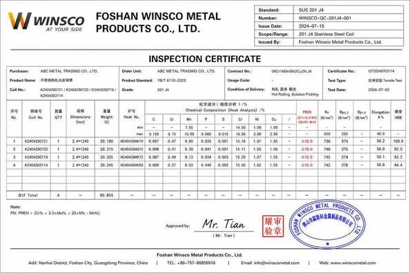 China (GuangDong)Foshan Winsco Metal Products Co., Ltd. certification
